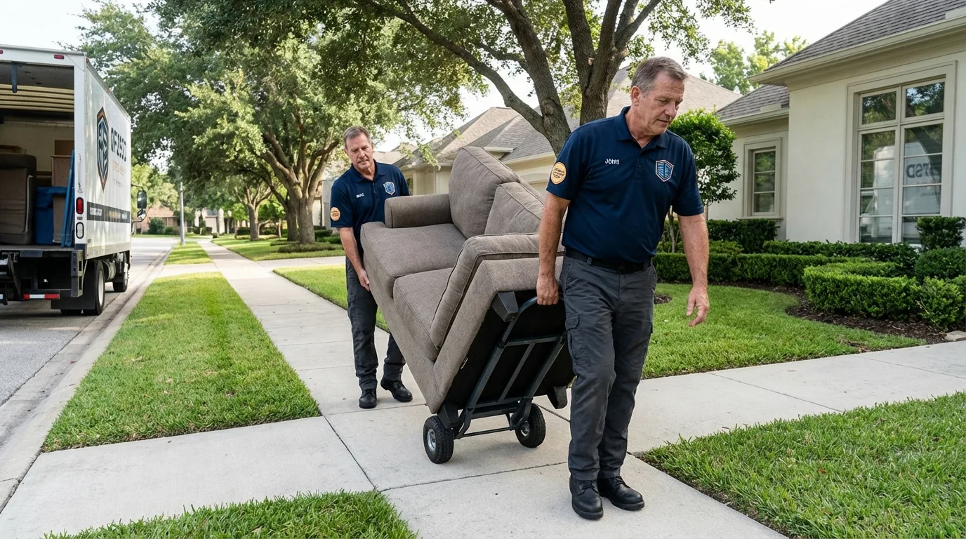 Local residential moving crew loading furniture in Dyersville, IA