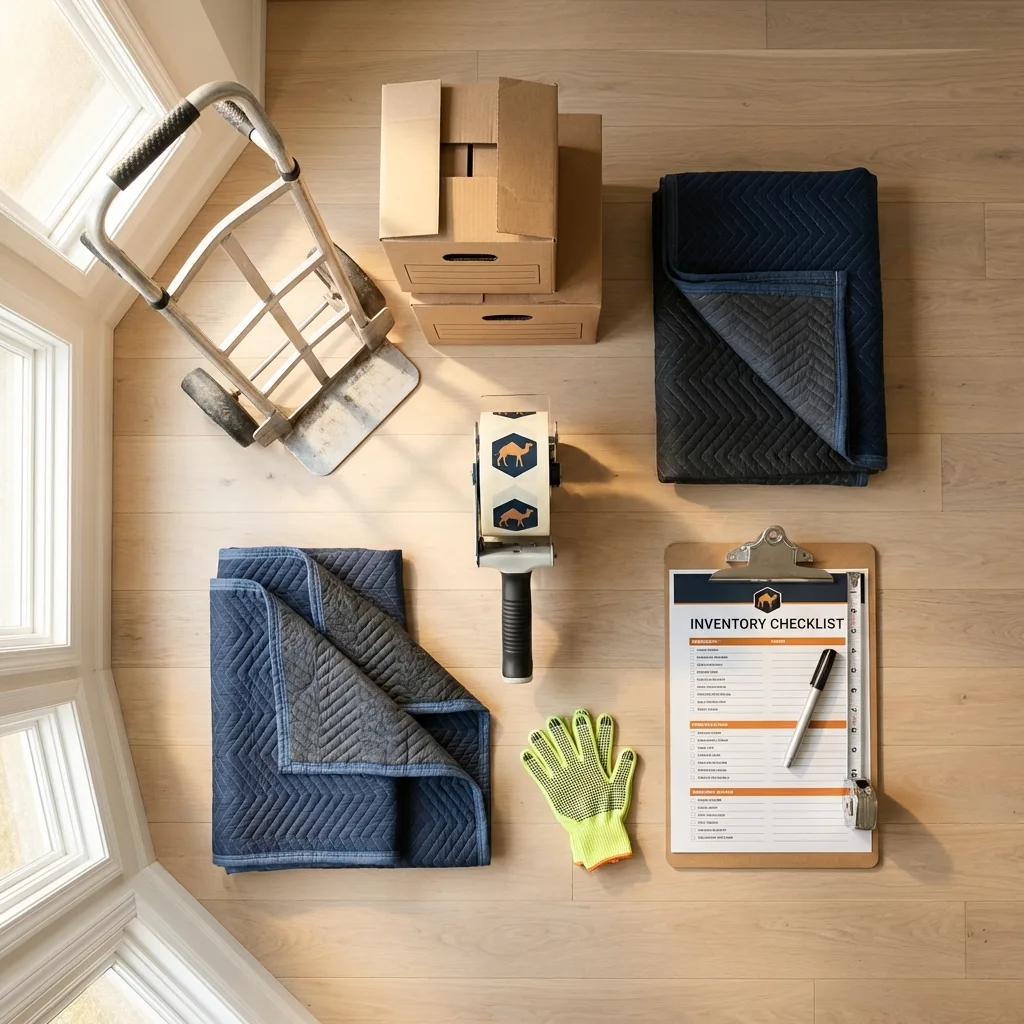 Professional moving supplies and packing materials layout for Dyersville residential relocations